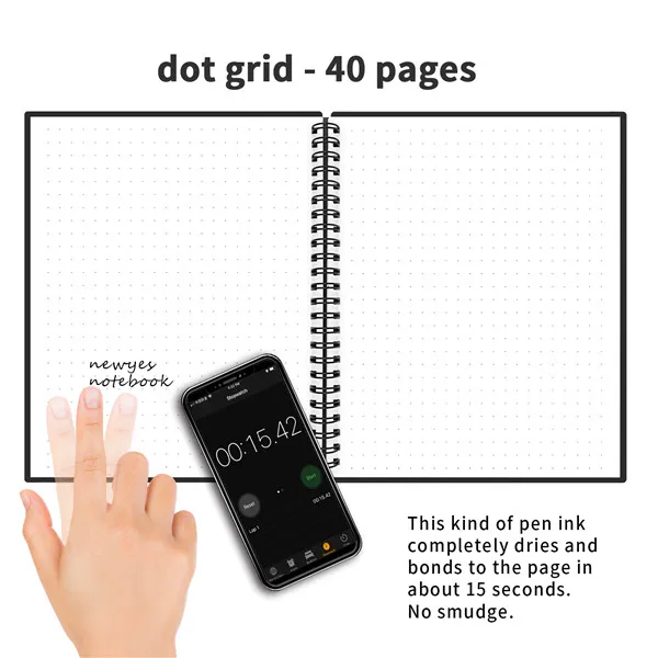 A4 dot grid NeWYeS А4 влажная стираемая многоразовая умная записная книжка черная водонепроницаемая бумага авто-сканирование Подгонянные подарочные спиральные заметки - Цвет: A4 dot grid