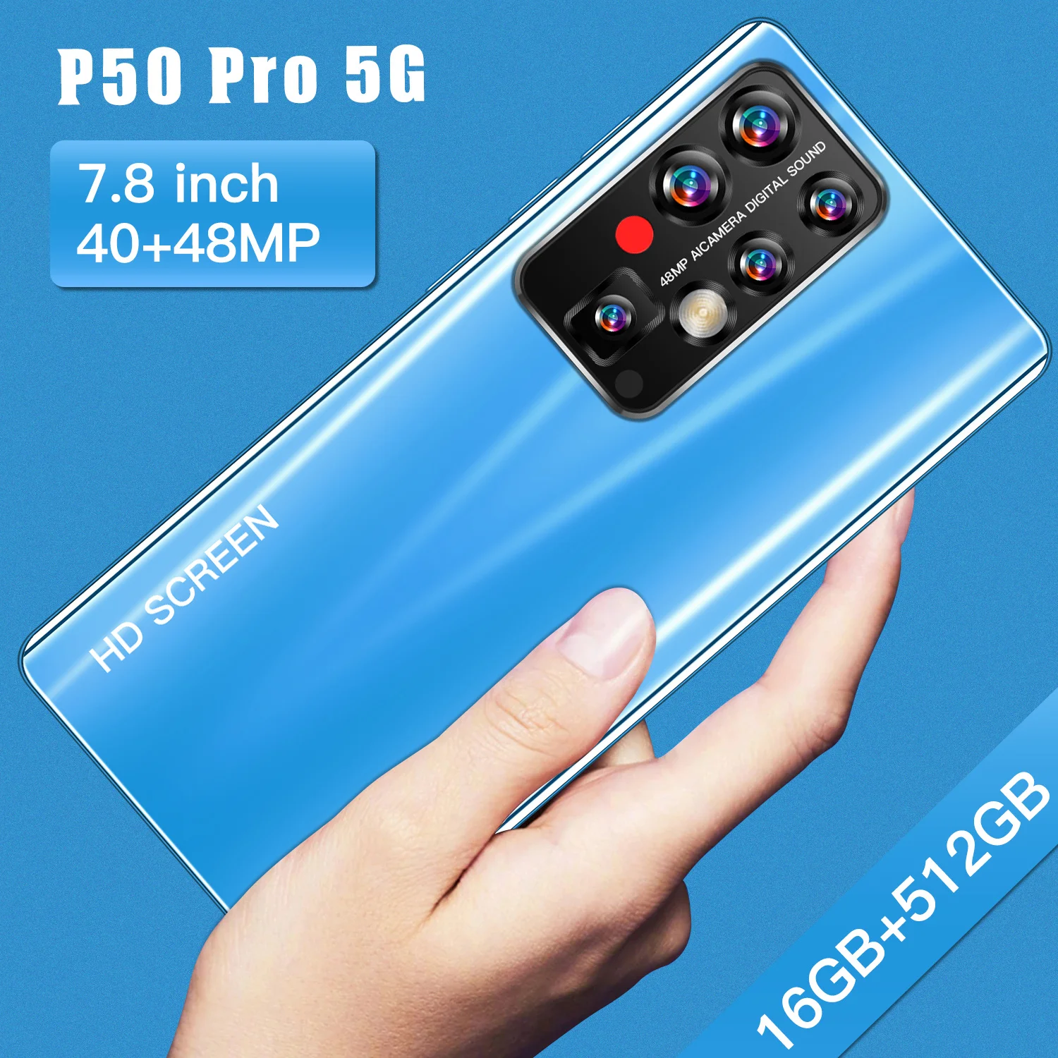 Tel&eacute;fono Inteligente P50 Pro versi&oacute;n Global, pantalla de 7,8 pulgadas, 16 + 512GB, c&aacute;mara de 40 + 48MP, resoluci&oacute;n de 1440x3200, red 5G LTE, MTK6889-4