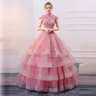 Светло-розовое платье-трапеция с высоким воротником, вечерние платья без рукавов с аппликацией, длинные платья для выпускного вечера, платья до пола, платье с бабочкой