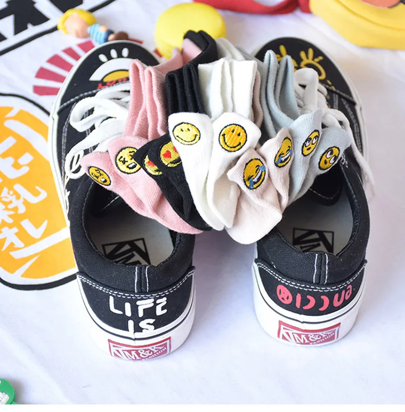 Harajuku женские носки новый мультфильм милый хлопок мода японский любовь улыбка