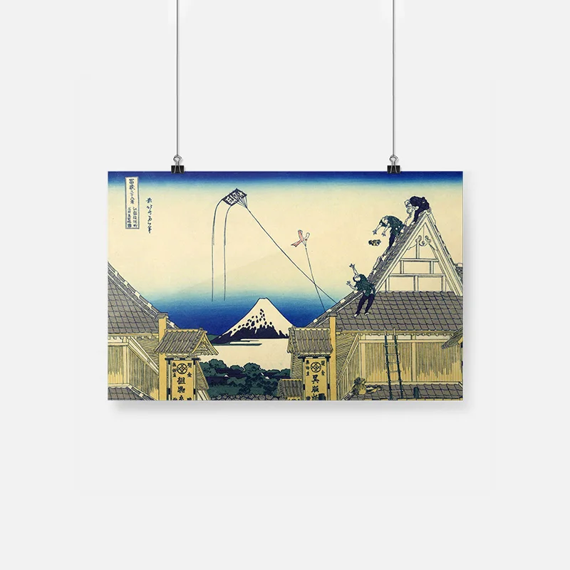 

Japanese Ukiyo-e Style Retro Wooden Frame Canvas Painting Decor Wall Art Home Living Room Framed Decoration Prints Poster