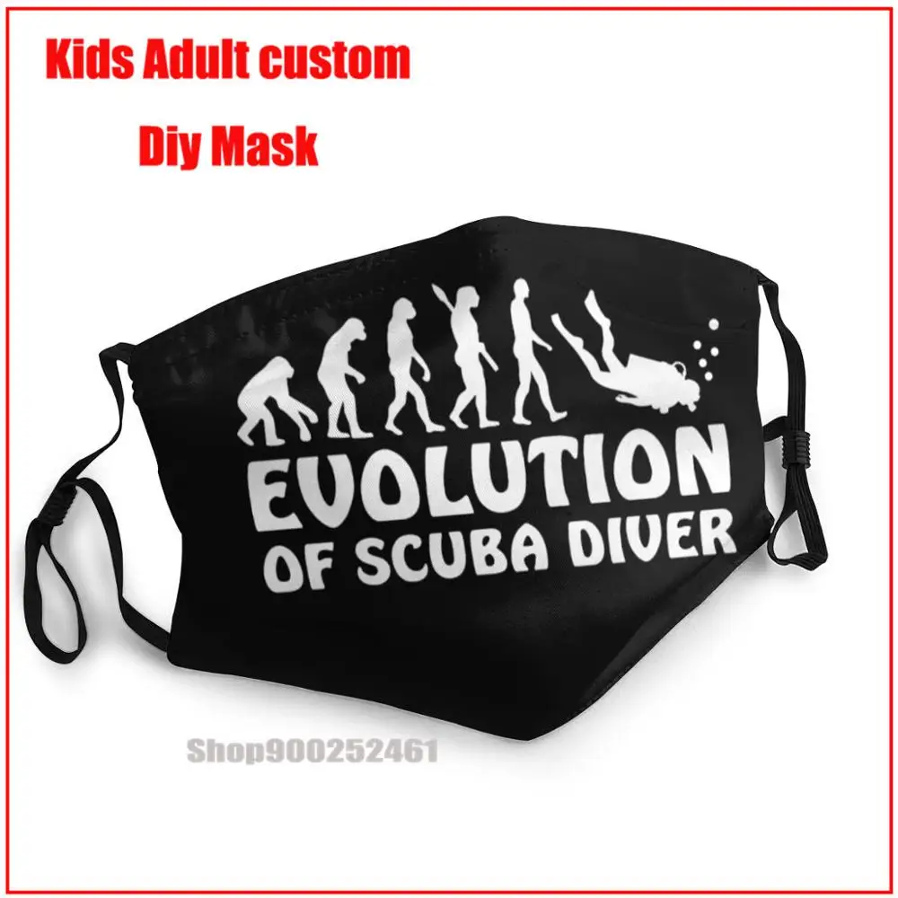 

EVOLUTION OF SCUBA DIVER DIY face mask fashion washable reusable face mask reusable face mask kids mouth mask with design funny
