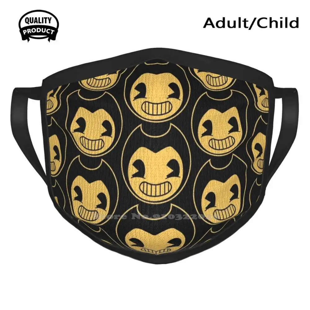 

Моющиеся дышащие многоразовые маски с ужасным рисунком Bendy Gijinka, сгибающиеся чернила, ужасная игра, ужасная игра