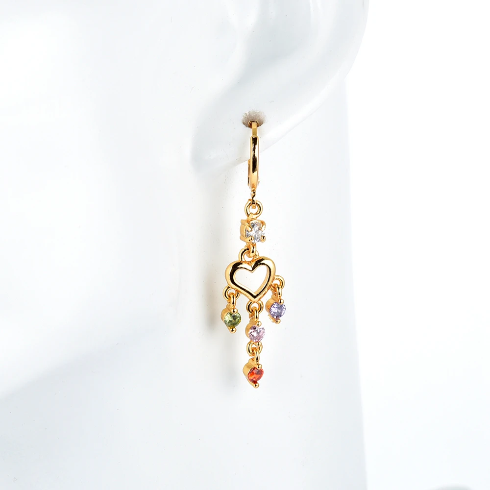 Модные длинные висячие серьги золотого цвета с кубическим цирконием в форме