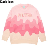 dark icon gradient wave knitwear mens sweater o neck pullver sweaters for man couple clothing 3 colors