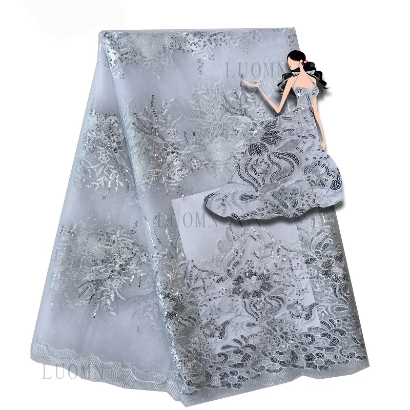 Африканская кружевная ткань с блестками 2019 вышитые нигерийские сетчатые кружева