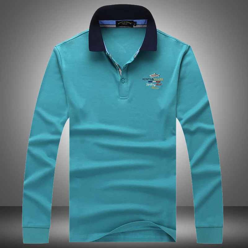 

2021 Hot Sale New Fashion Man Cotton Clothing Spring Autumn Thin Casual Lapel Long Sleeve Solid Men's Polo Shirt Shark Brand