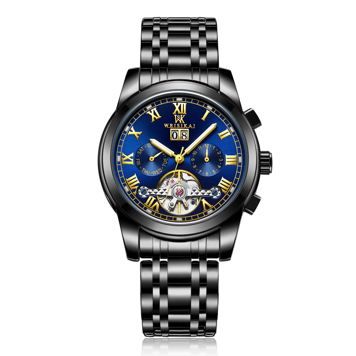 Мужские механические часы Relojes Para Hombre роскошные Брендовые Часы WEISIKAI с турбийоном