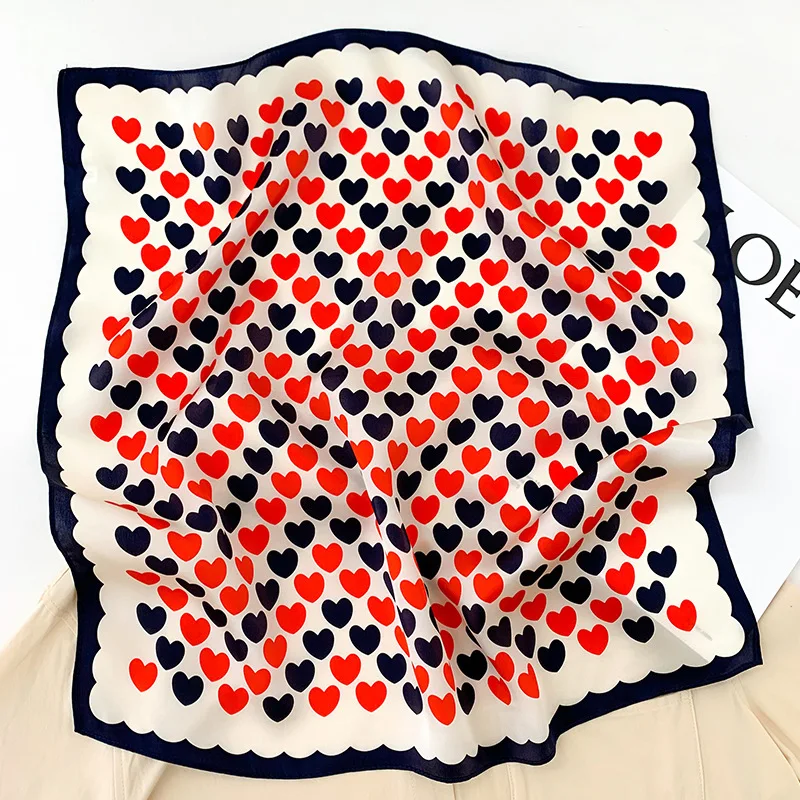 

Fashion 2022 Brand 100% Pure Silk Scarf Women Neck Hair Band Foulard Square Headband Fashion Print Neckerchief Scarves Hijab