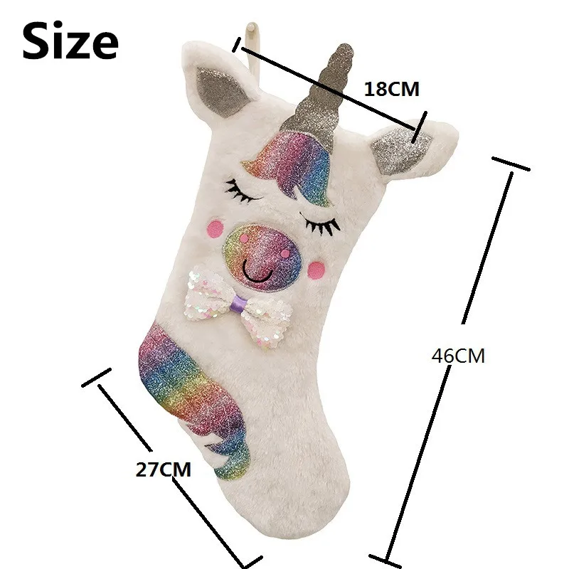 New Christmas 2019 Stocking Gift Bag Decoration Candy Large Unicorn Sock Decor for Home | Дом и сад