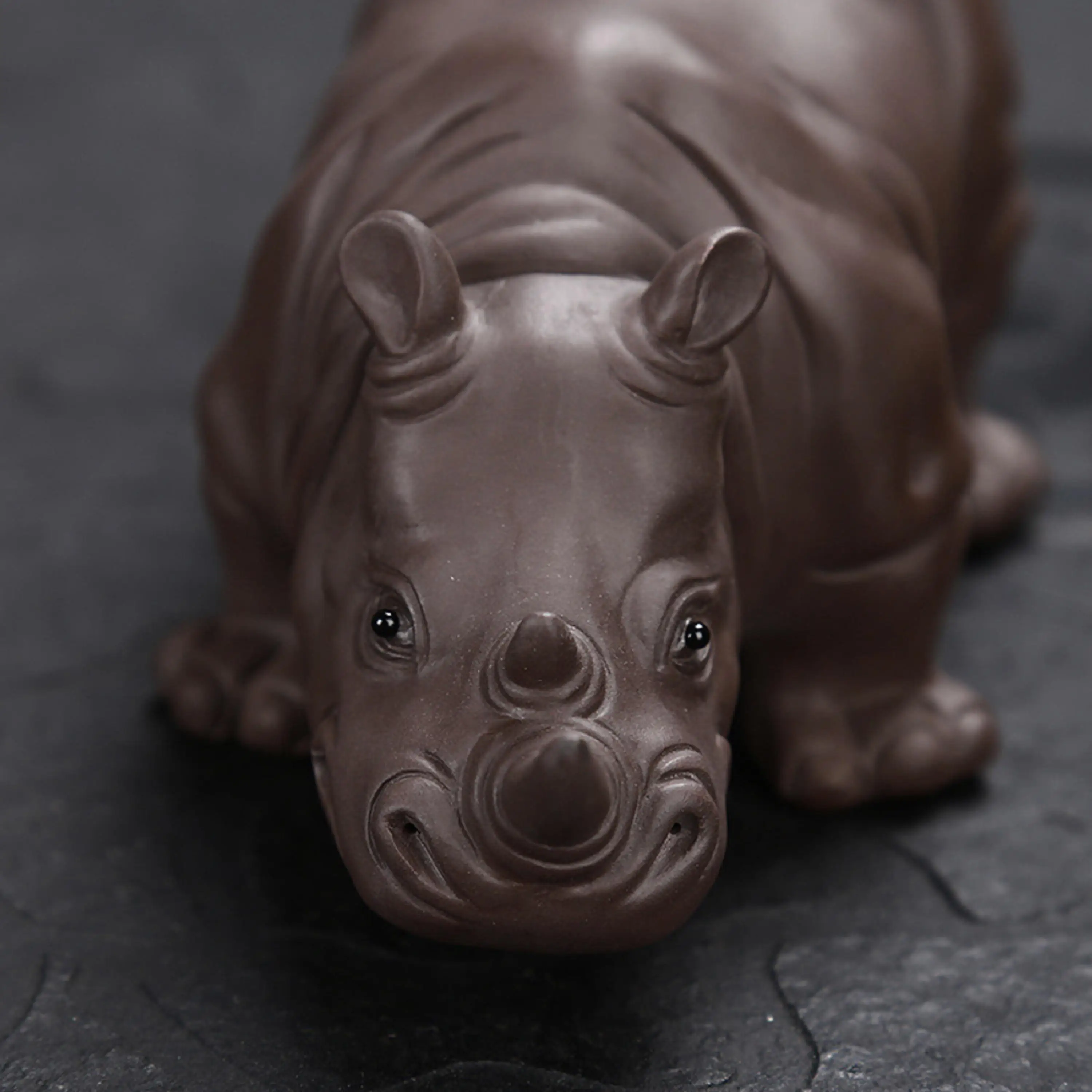 

Tibetan | Tibet | Nepal | Zisha yixing carved statues Fengshui Decoration Toy tea pet figures sculpture Pottery rhinoceros