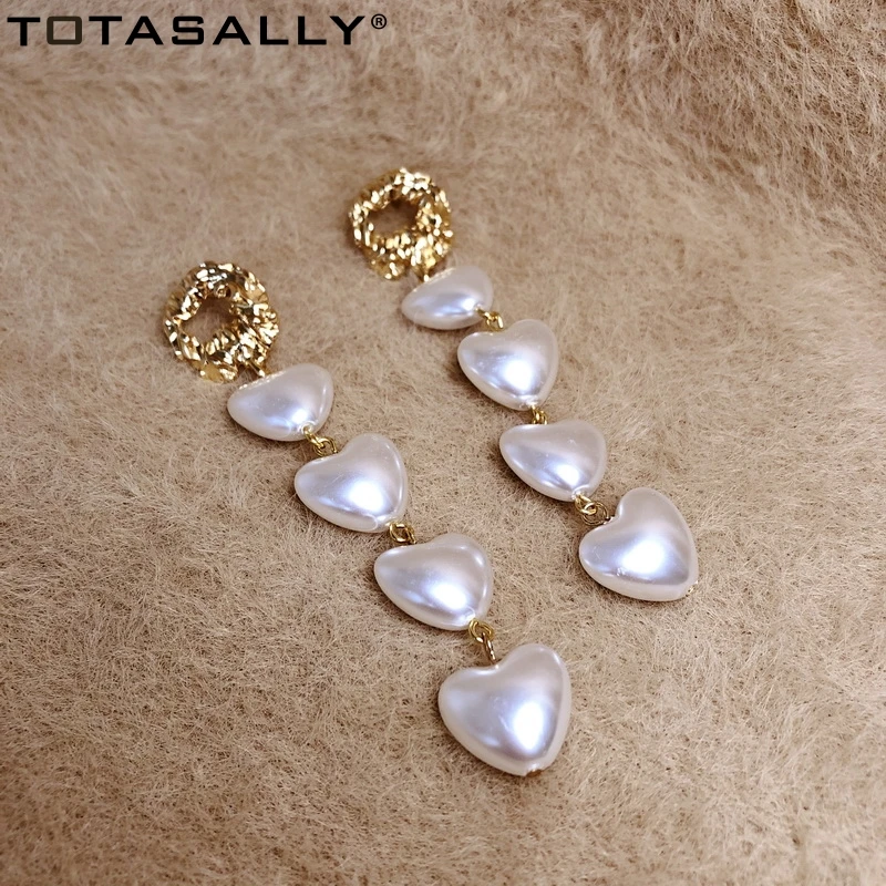 

TOTASALLY New Arrival Pearl Earrings Fashion Sweet Simulated Pearl Hearts Chandelier Earrings party Bridal Jewelry Dropship