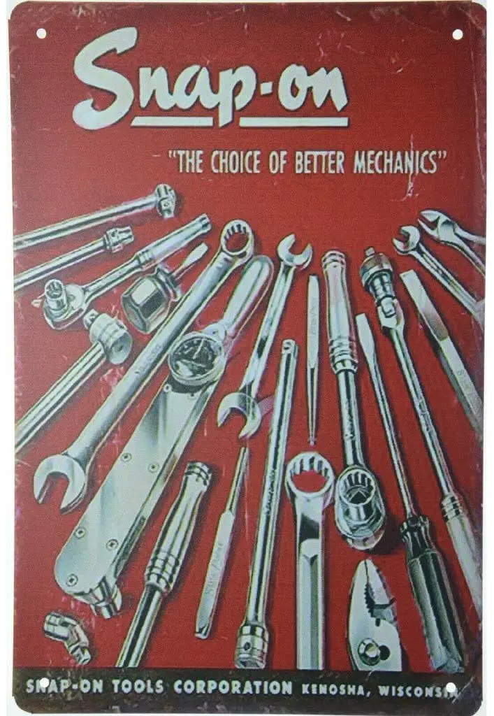 

8 ''x 12'' Пристегивающиеся инструменты Corp Ad Kenosha если вас интересует Оловянная вывеска, винтажное забавное существо, железная живопись, металл...