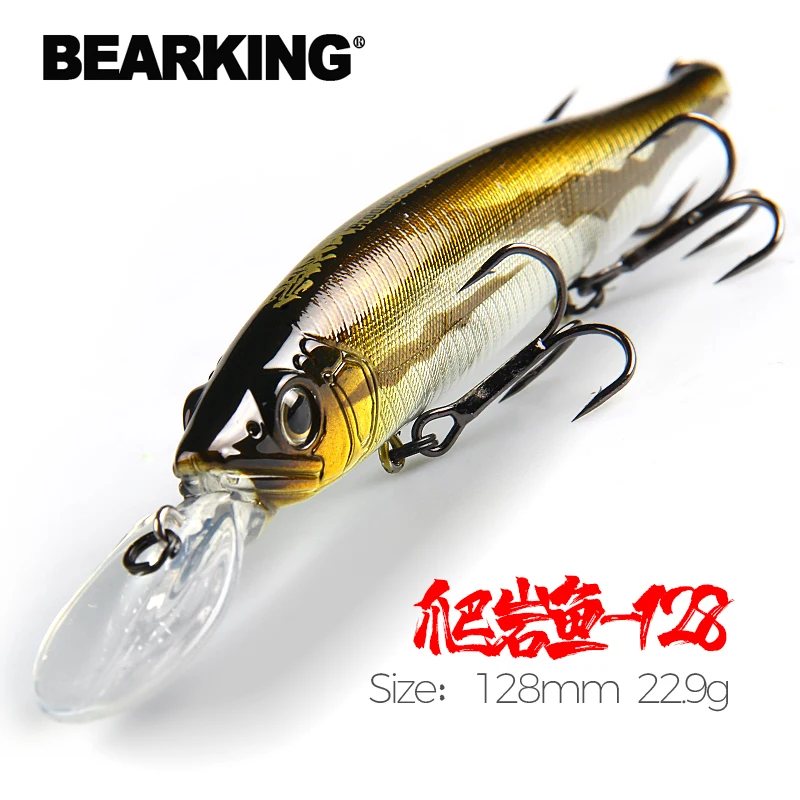 

BEARKING 128mm 22.9g depth2 - 3m Wobbler Top fishing lures hard bait minnow quality hooks Fishing accessories for fishing tackle