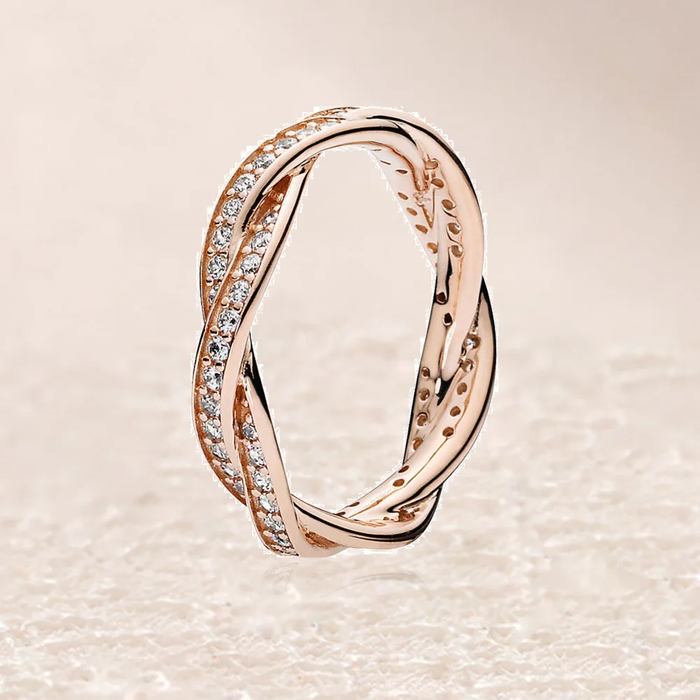 

180892CZ ROSE BRAIDED PAVE RING