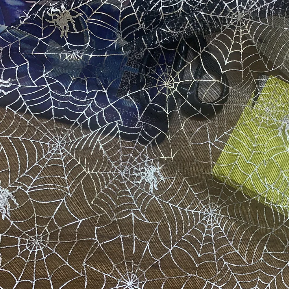 Декоративная ткань на день Хэллоуина 1 5 х1 м с рисунком серебряного паука паутины