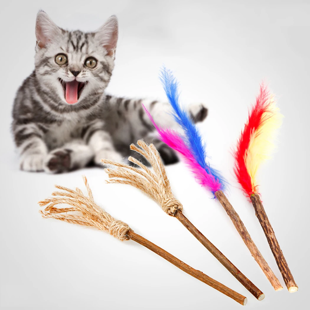 

2pcs Natural Catnip Pet Cat Molar Toothpaste Stick Faux Feather Catnip Stick Cat Snacks Sticks Pet Cleaning Teeth