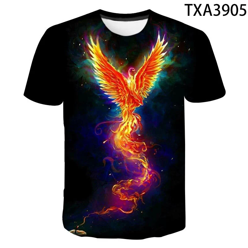 

3D Printed T Shirt Phoenix Bird Summer Short Sleeve Boy Girl Kids Fashion Cool Men Women Children Casual Cotton Tops Tee