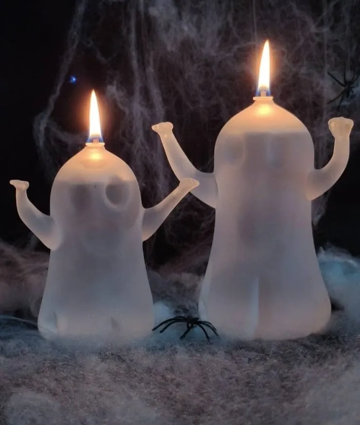

Ghost Decor Halloween Party Light Ghost Shaped Lamp Elegant Candle Halloween Decor Glass Oil Lamp