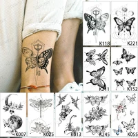 9pcs translation waterproof temporary tattoo sticker butterfly animal set black flash tatoo cool fake tatto man woman kid child