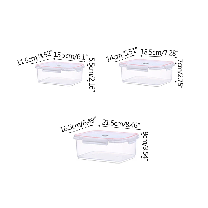 

Three-Piece Storage Box Kitchen Plastic Microwave Refrigerator Food Storage Sealing Box Lunch Box Rectangular Preservation Box