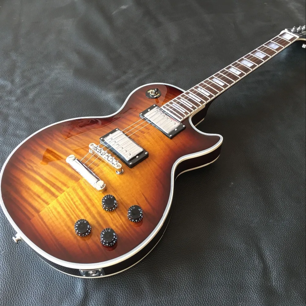 

Пользовательский магазин, электрогитара Tiger Flame, Sunburst, цвет под заказ, gitaar, гриф из палисандра, ra.