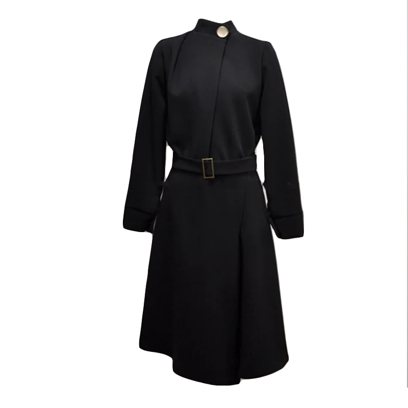 Элегантный воротник стойка сексуальные рабочие платья женские форменные пояса