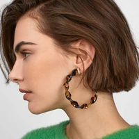 za 2020 boho acrylic acetate hoop earrings for women big fashion leopard circular cc statement earrings female jewelry new