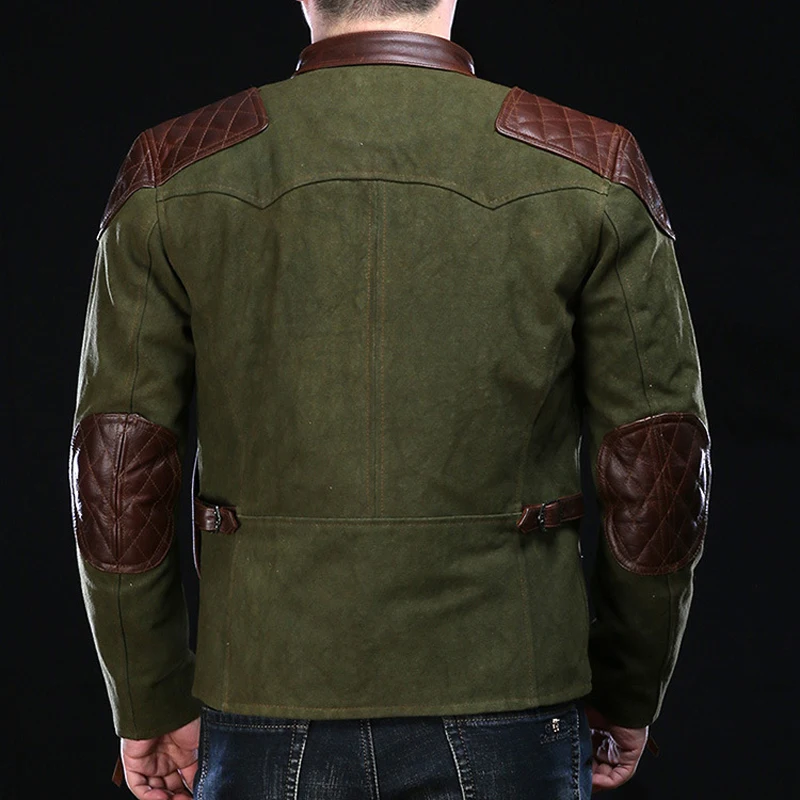 Винтажная модная мужская куртка из натуральной кожи мотоциклетная воловьей в