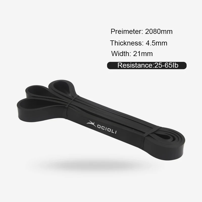 Black Resistance Band Sports Fitness Elastic Band Natural Latex Fitness Elastic Training Belt Yoga Resistance Band - Цвет: Black