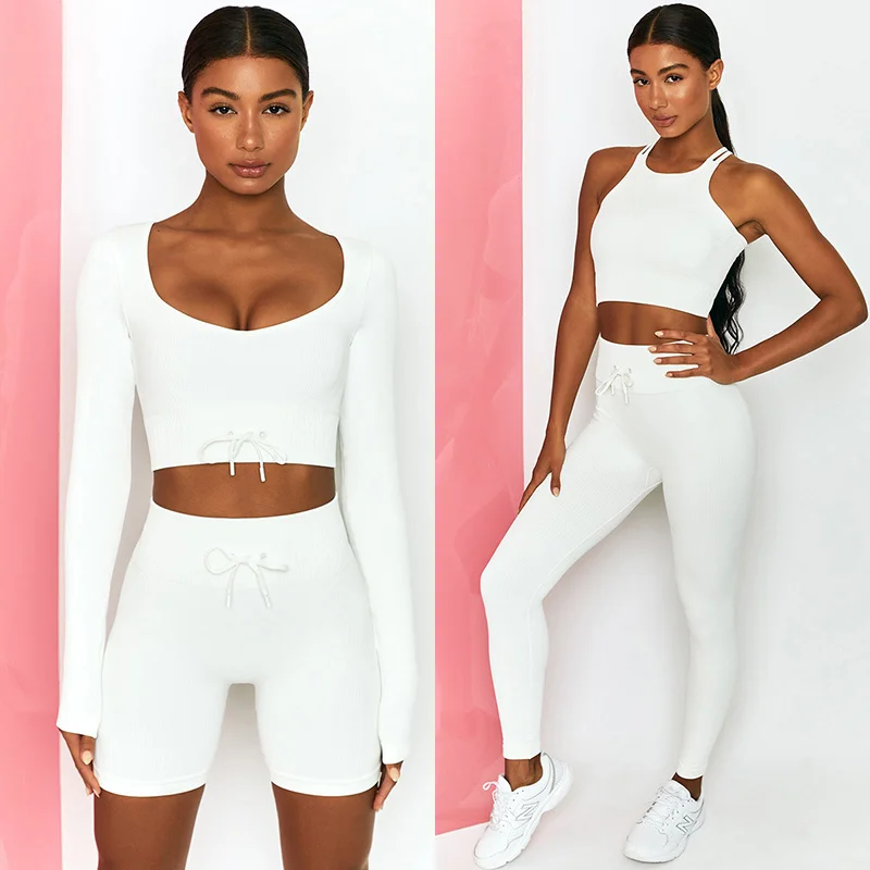 

Women's New Yoga Set Tracksuit Female Clothing Long Sleeve Top Gym High Waist Leggings Running Tights Sportswear Tracksuits