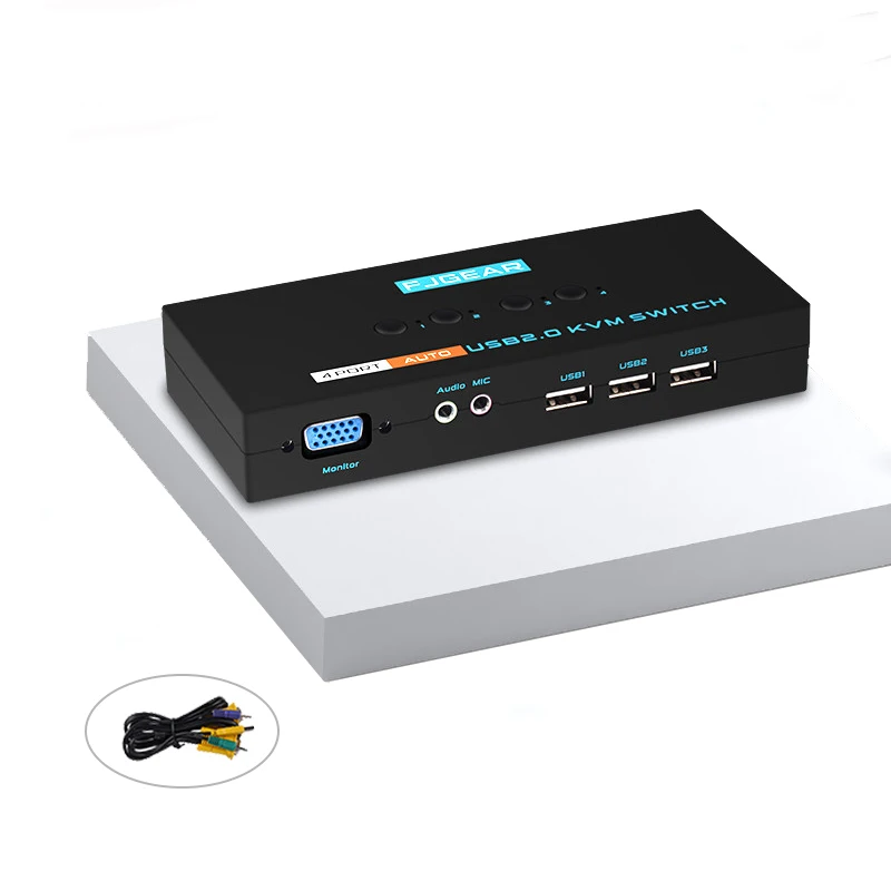 

KVM-переключатель, 4 порта, HD, VGA, с удлинителем, USB 2,0, для совместного использования монитора, мыши, клавиатуры, для 4 компьютеров, ноутбуков, ПК