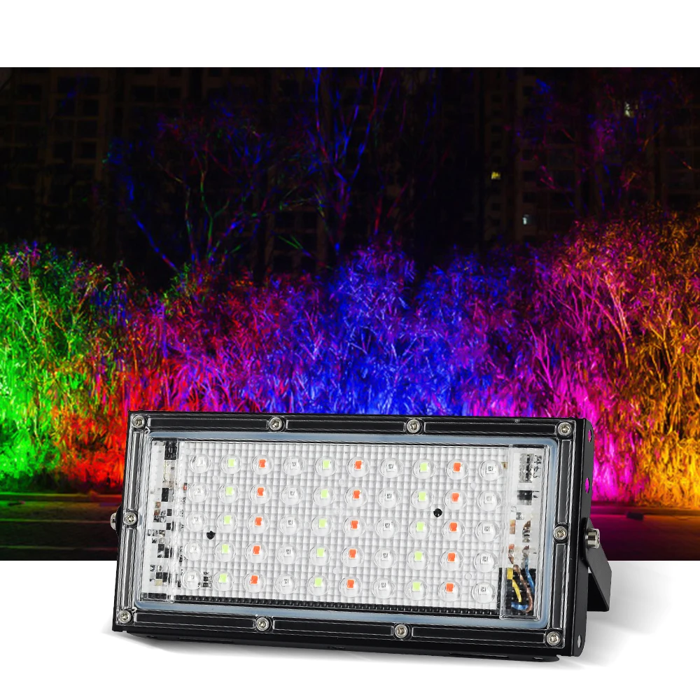 

50W RGB LED Floodlight AC220V 230V 240V LED Spotlight Outdoor Street LED Lamp Waterproof projector Landscape Reflector Light