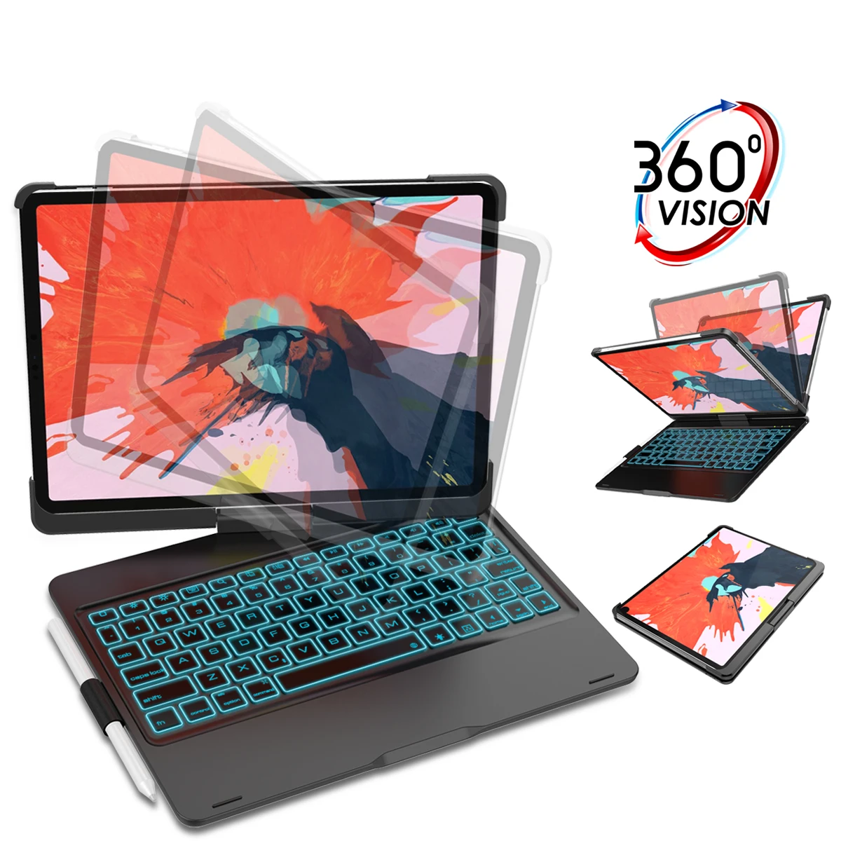 США клавиатура чехол для iPad Pro 11 360 градусов вращение bluetooth-клавиатура для планшета чехол с 11-12 дюймов универсальные сумки для планшетов