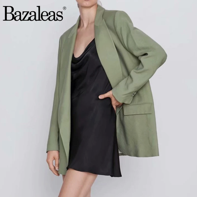 Женский блейзер с карманами Bazaleas повседневный приталенный винтажный Блейзер