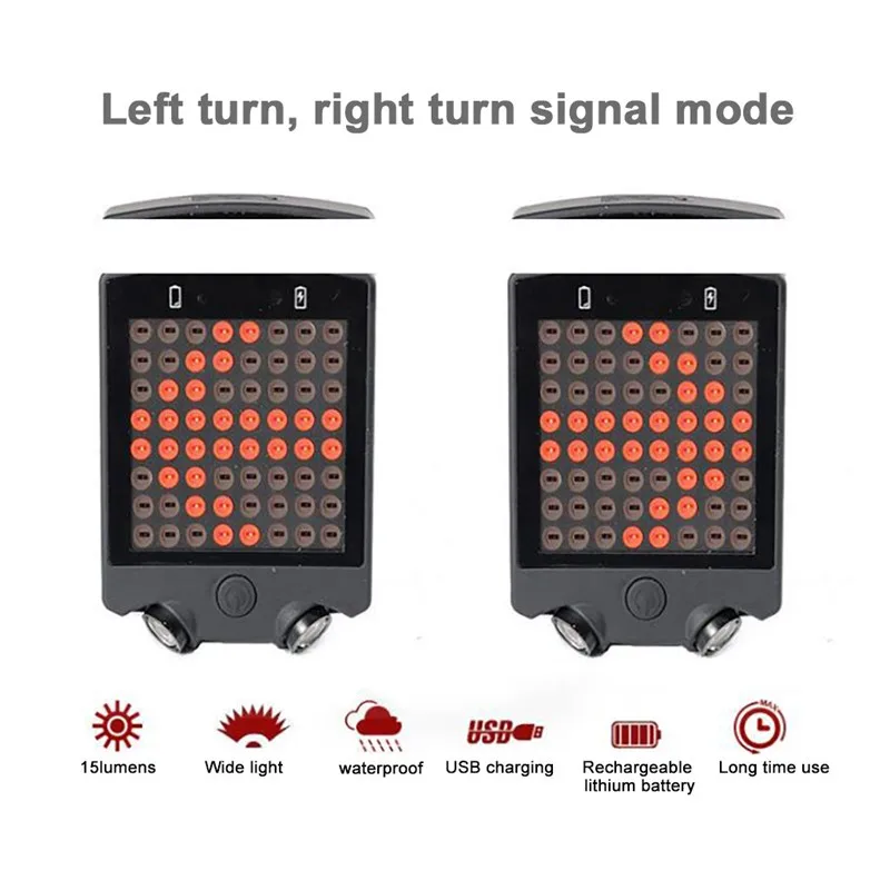 64 светодиодных лазерных велосипедных задних фонаря Перезарядка поворотников