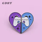 Эмалевые булавки в форме сердца GDHY, 2 шт.компл., синие фиолетовые булавки в форме сердца, игровая брошь в форме игрока, булавка, значки, ювелирные изделия для друга