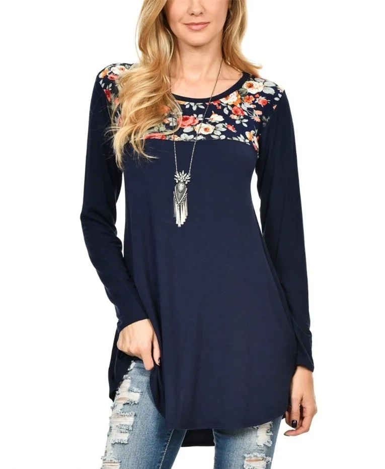 

2020 Autumn New Fashion Trend Women's Round Neck Pullover Print Slim Long Long Sleeve Casual Simple Elegant T-shirt