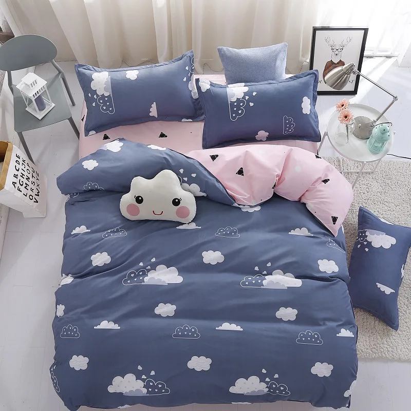 Комплект постельного белья для девочек с рисунком облаков пододеяльник простыня