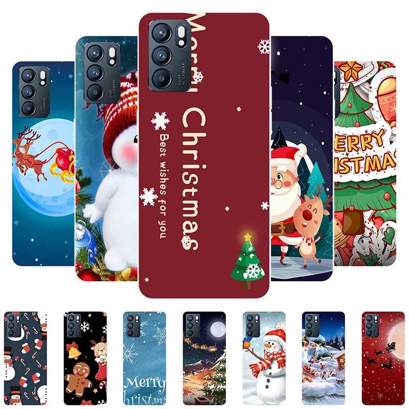 

Christmas Case For OPPO Reno 6 5G Cover Silicone Soft TPU Coque Fundas For OPPO Reno 6 4G 5G Case Reno6 2021 Phone Cases