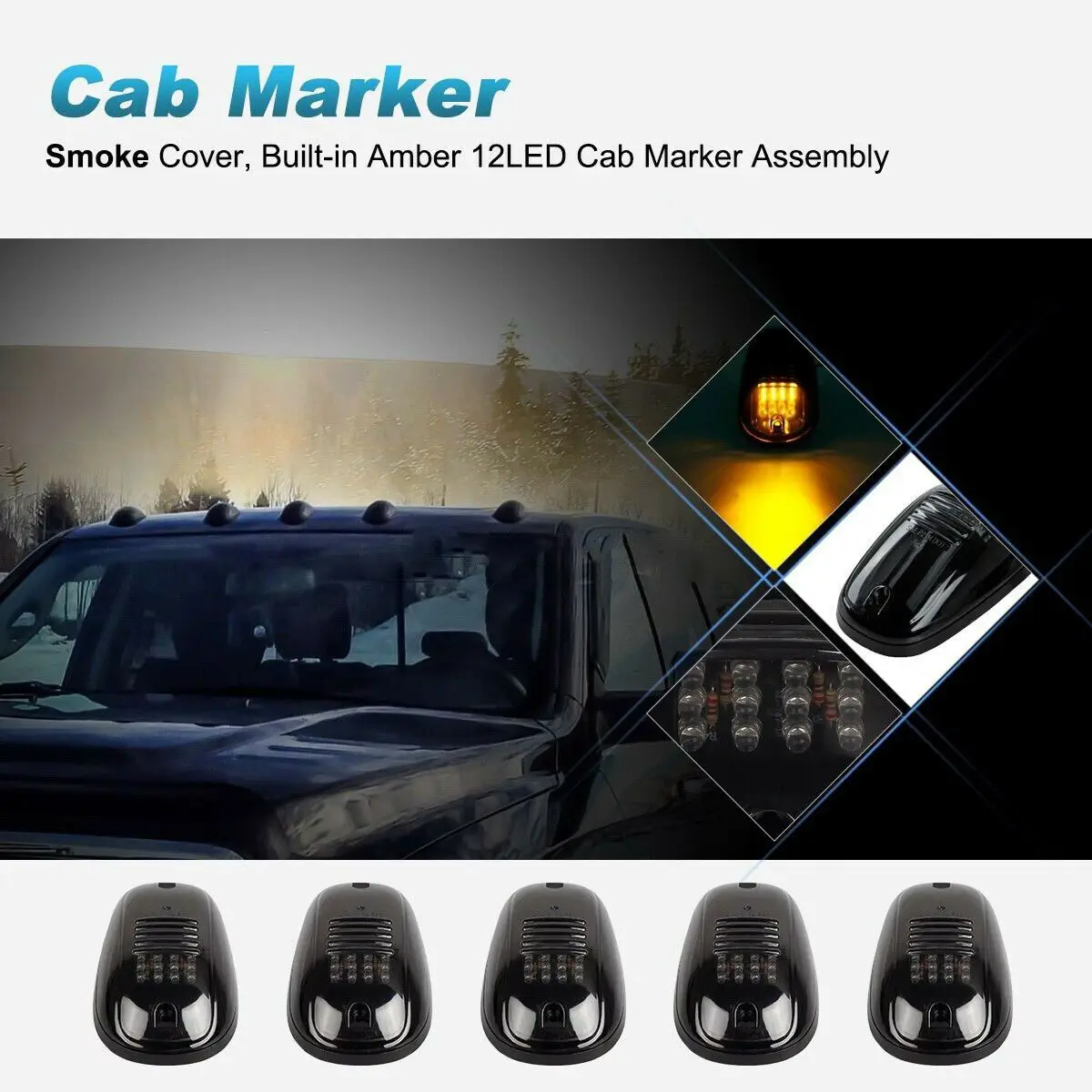 

Attachment Car Lights Fitting Foggy day Night time 12 LED Amber Bulbs Top