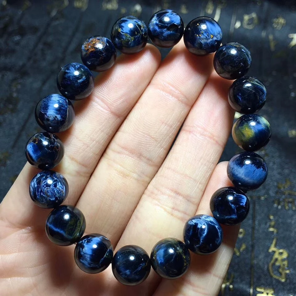 Оригинальный 10 5 мм натуральный пьестерситовый браслет из Намибии синий желтый