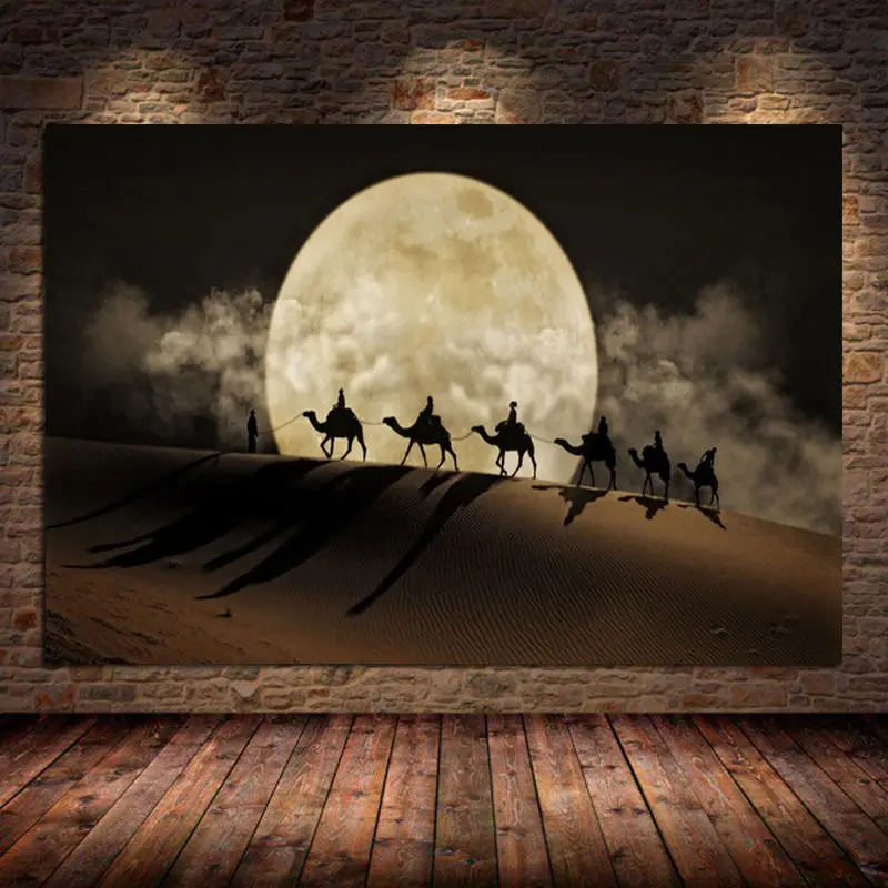 Пейзаж холст живопись пустыня плакаты и принты верблюд в пустыне настенное