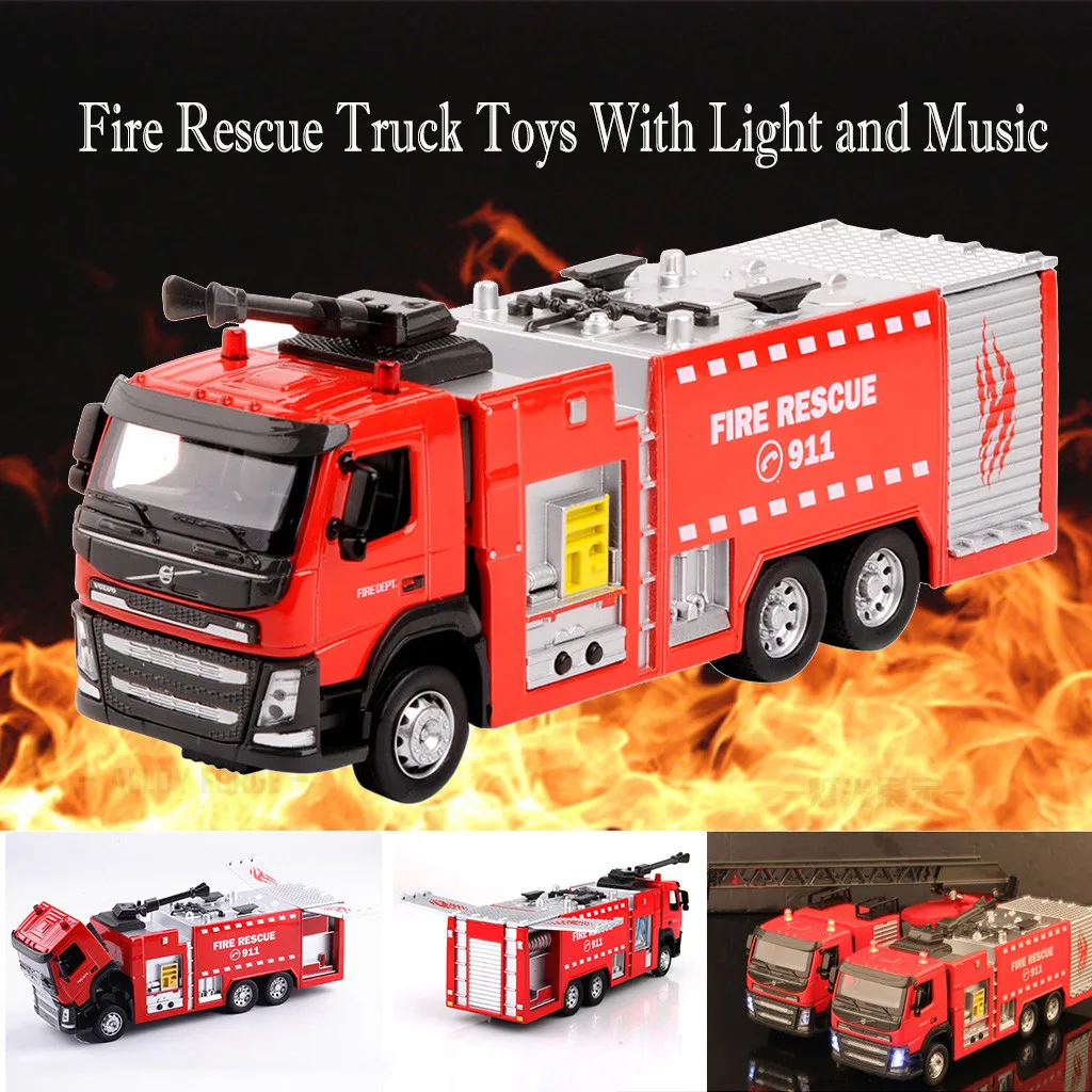 2020 toys for children Electric Fire Rescue Truck With a Ladder Toys Light and Music For Kids back to the future #L35 |