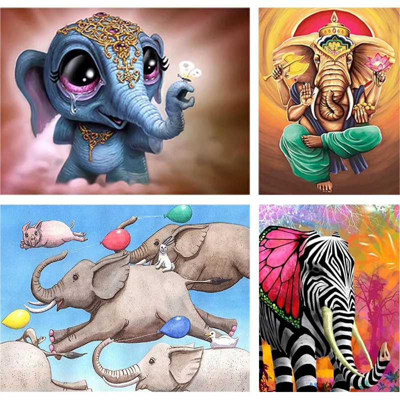 

Full Square Round DIY Diamond Embroidery Elephant Animal Diamond Painting Cartoon Mosaic Crystal Home Decor Handcraft Gift Y37