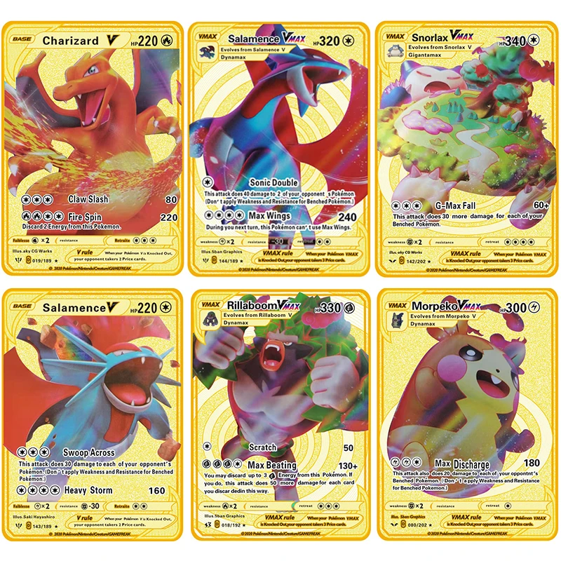 

Покемон металлическая карточная игра Аниме Боевая карточка Золотая Charizard King Kong Pikachu коллекционная карточка экшн-фигурка Модель Детская игр...