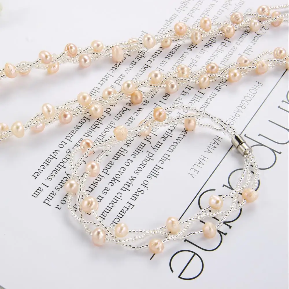 Жемчужные Ювелирные наборы ожерелье браслет барокко жемчужные для женщин