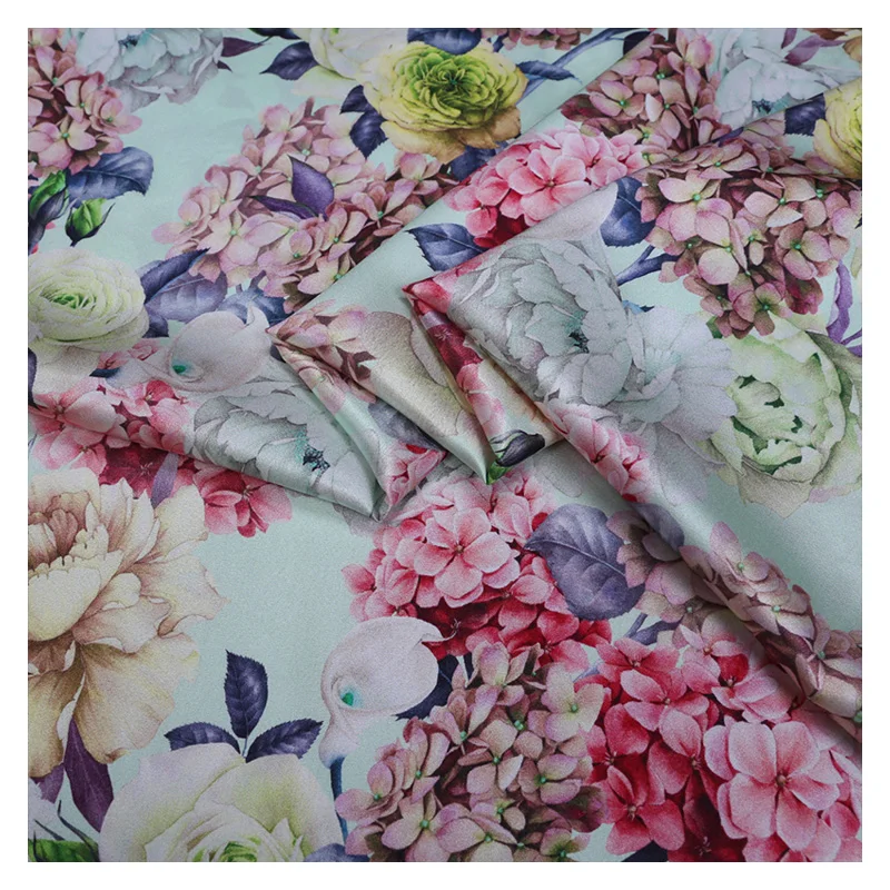 

2021 19mumi Silk stretch satin digital printed fabric summer silk fabric for shirt pajamas