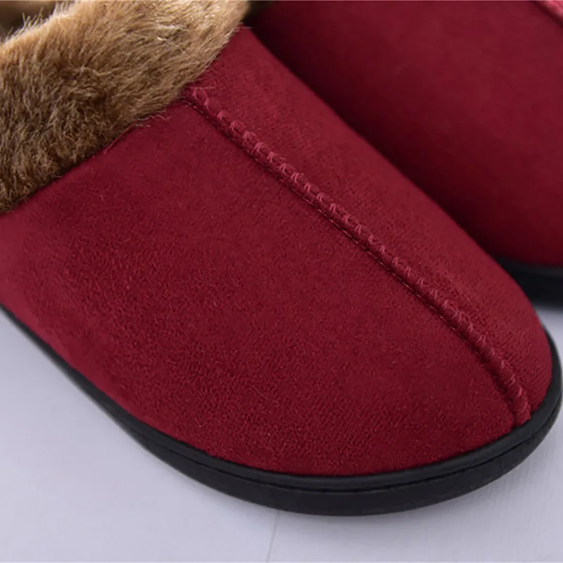 Зимние слиперы Мужская замшевая обувь с коротким плюшем прошитая домашняя для