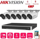 Камера видеонаблюдения Hikvision, сетевая 8-канальная, Nvr, 6 шт., 4 МП, водонепроницаемая, Ip